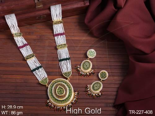 high-gold-polish-fancy-design-thewa-pendant-designer-long-thewa-necklace-set-