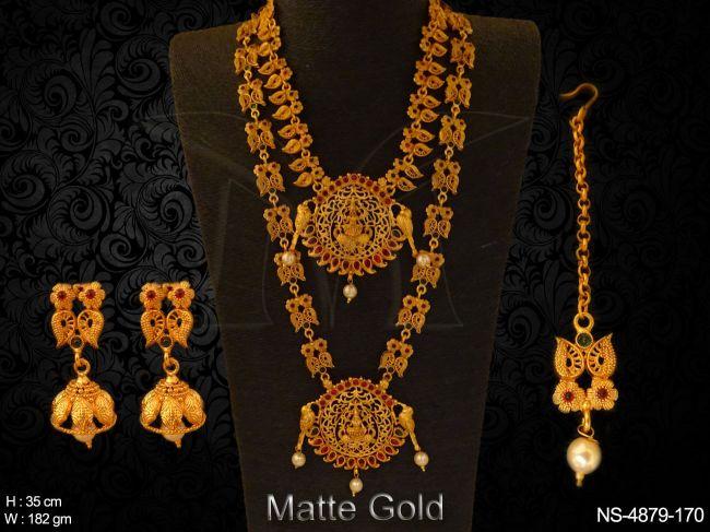 Dual Peacock Style Laxmi Ji Temple Necklace Set — NS-4879-170
