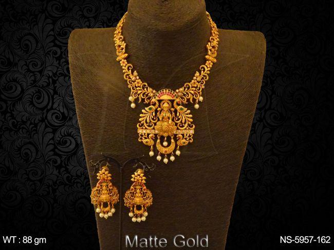 mata laxmi ji with delidate nakshi temple necklace set