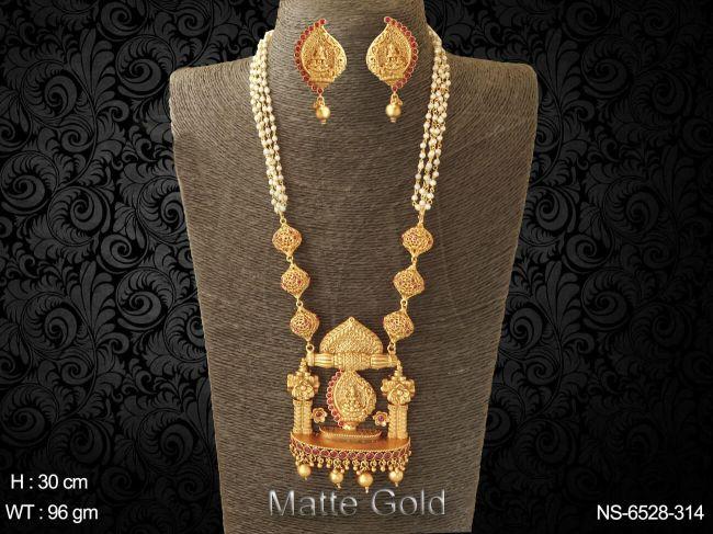 ruby pearl laxmi mata temple pendant set