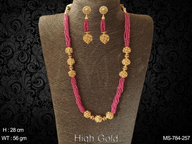 Crystal gold beads long traditinal mala