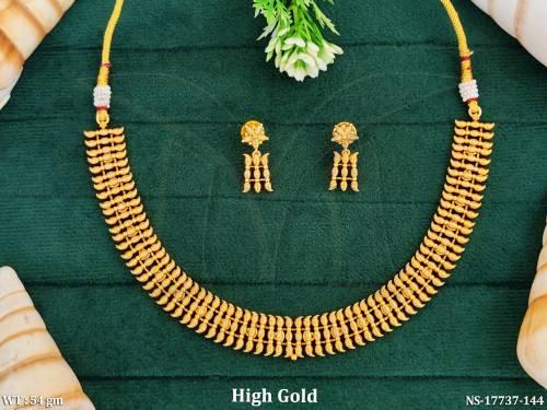 Traditional South Indian Design Gold Tone Necklace