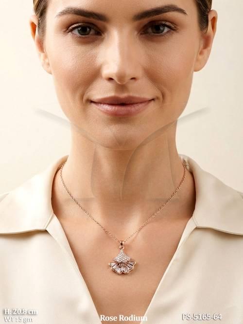 Rose Rodium AD Pendant Set Fancy Designer
