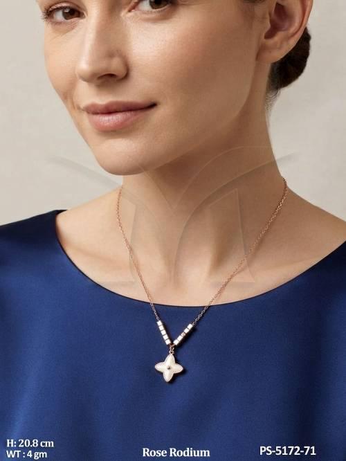 Western AD Butterfly Pendant Set Rose Rodium Polish