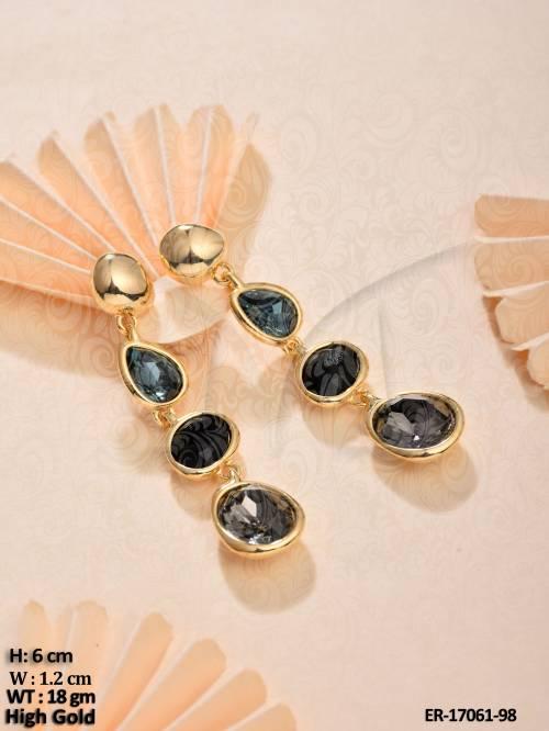 Beautiful Design High Gold Polish Party Wear Earrings   