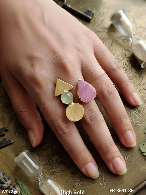 Druzy Adjustable Statement Finger Ring for Women