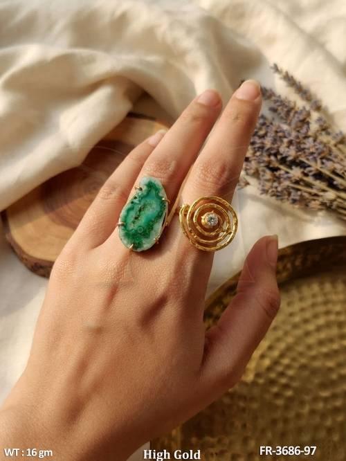 Designer Natural Druzy Stone Adjustable Ring