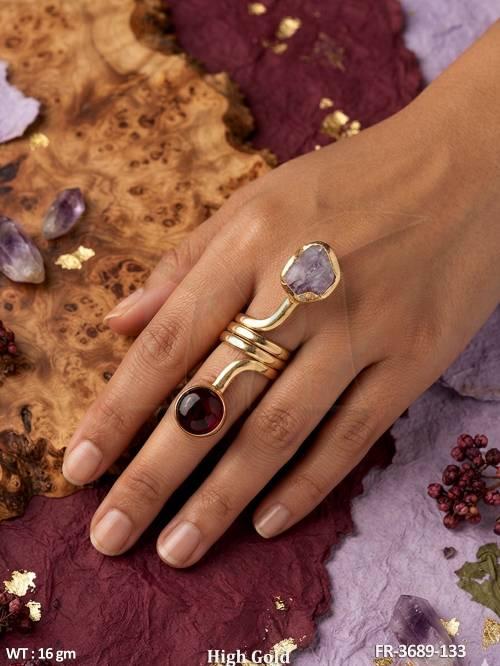 Druzy Adjustable Finger Ring High Gold Finish
