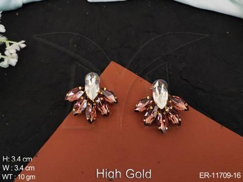 Western Jewellery High Gold Polish Fancy Desing Party wear Beautiful Western Earring Tops Studs      