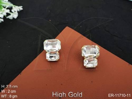 Fancy Style High Gold Polish Desinger Party wear Western Style Western JEwellery Earring Tops Studs     
