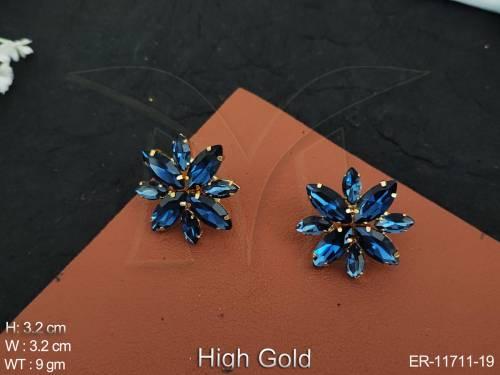High Gold Polish Fancy Desing Party wear Beautiful Western JEweelry Western Earring Tops Studs