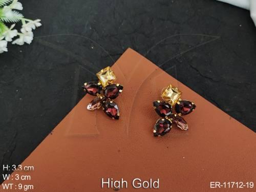 Designer Fancy Style Party wear Beautiful High Gold Polish Western Jewellery Western Earring Tops Studs