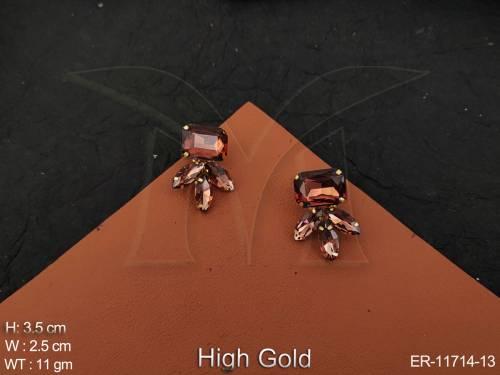 Beautiful Designer  Full Stone High Gold Polish  Western Earrings 