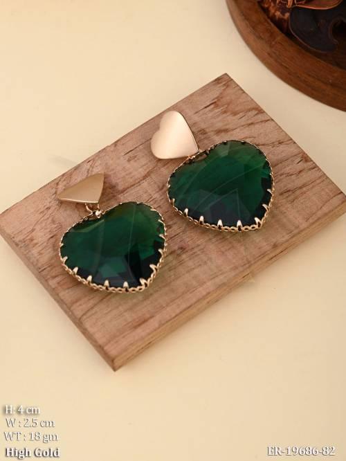 Designer High Gold Stylish Stud Heart Drop Earrings for Women