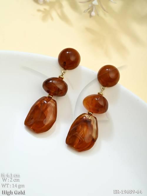 stylish-brown-resin-drop-earrings-high-gold-western-dangle-earrings
