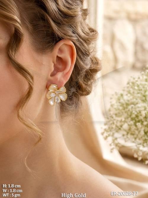 Elegant Floral White Stone Stud Earrings