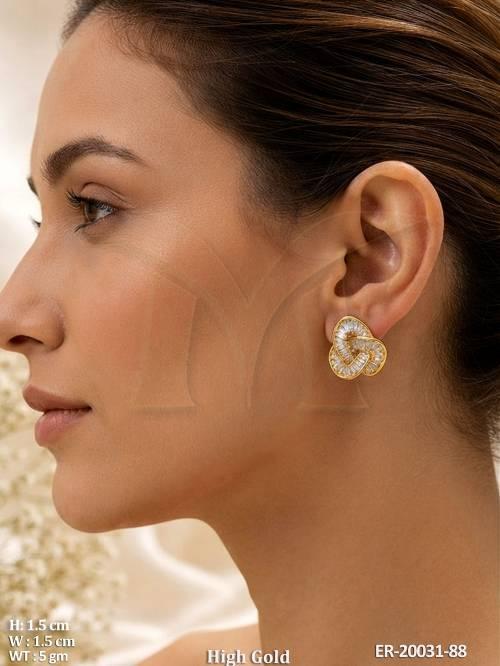 Designer White Stone Heart Shape Earrings