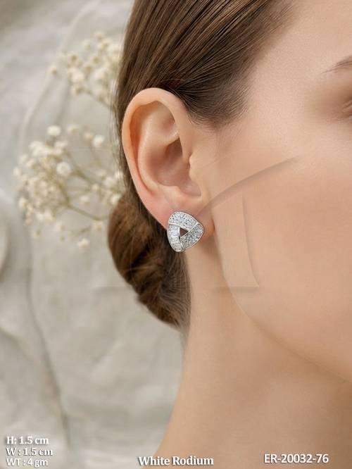 Premium Designer CZ White Rodium Earrings