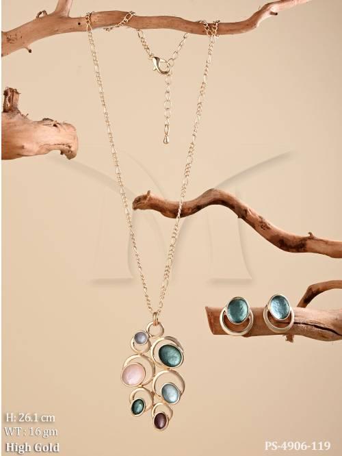 Contemporary Statement Pendant Necklace Set